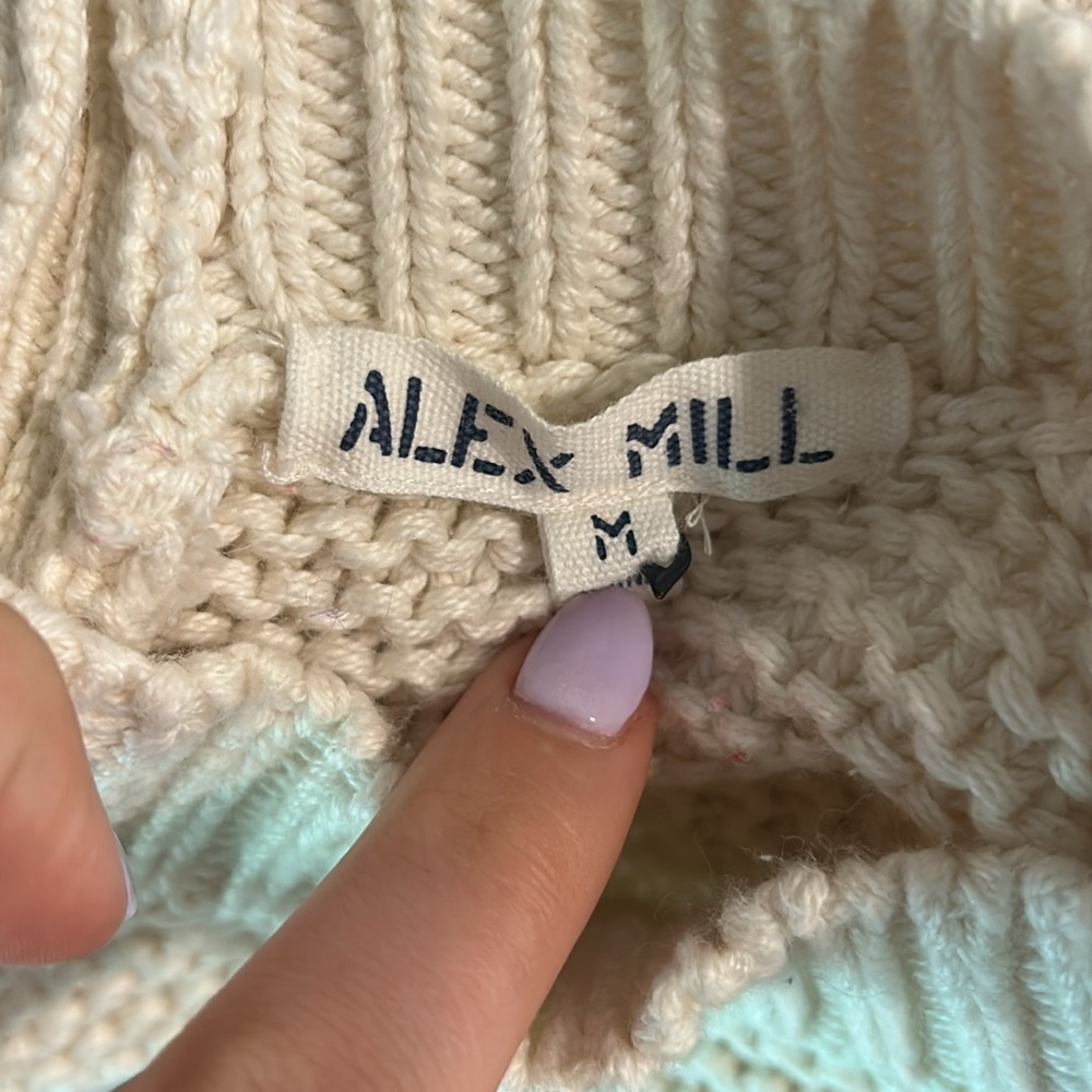 Alex Mill Button Back Cream and Red Striped Sweater size Medium - Picture 10 of 11